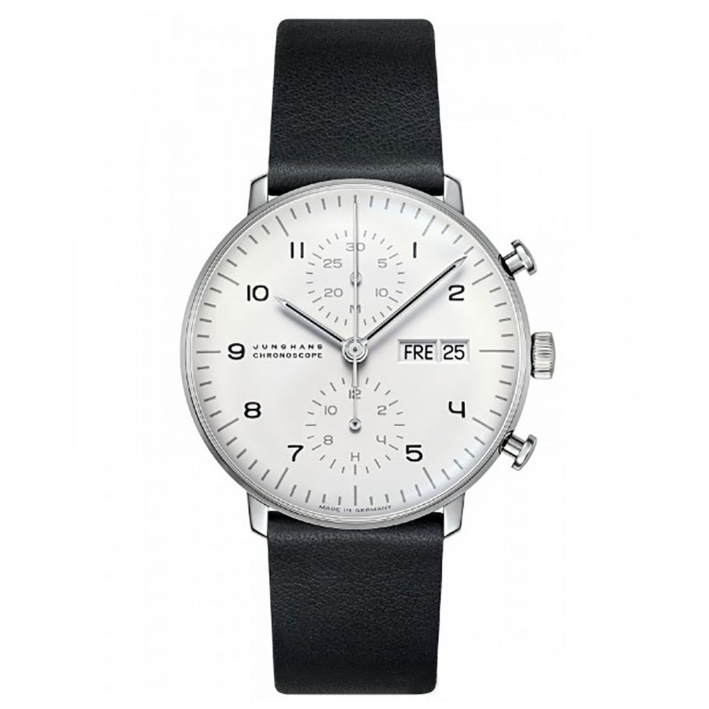 363 2919.01 Junghans Max Bill Chronoscope Limited Edition Automatic Watch in barcelona oficial catalog with prices