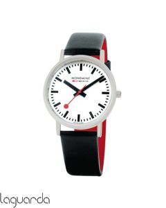 A660.30314.16SBBV | Mondaine SBB Classic  matte steel watch, 36 m/m black vegan leather strap