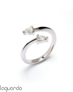 White Gold ring with 2 natural diamonds size knob