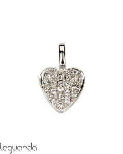 Heart pendant in 18k white gold with diamonds
