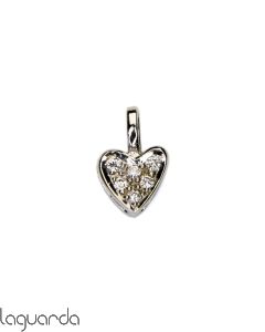Heart pendant in 18k white gold with diamonds