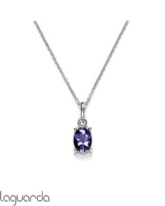 Pendant in 18 carats white gold with Tanzanite and diamonds