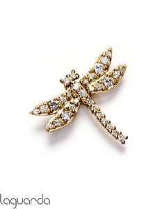 Pendant Dragon-fly in 18k yellow gold with natural diamonds