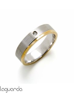 Wedding ring bicolor with natural diamond