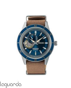 SSA453J1 | Reloj Seiko Presage Style 60's Skeleton azul piel marrón