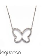 Butterfly pendant in 18k white gold with natural diamonds