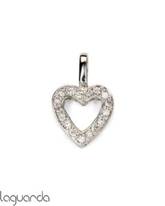 Colgante corazón de oro blanco de 18 quilates con diamantes naturales