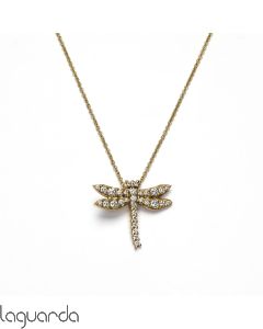 Colgante Libélula en oro amarillo de 18 quilates con diamantes naturales