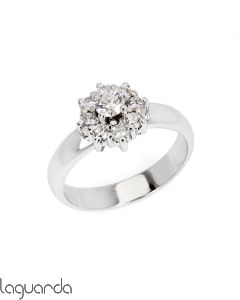 Anillo de oro blanco de 18 quilates con rosetón de diamantes naturales