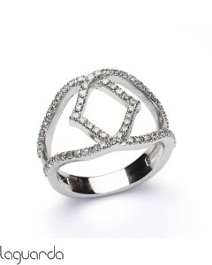 Anillo de oro blanco 18 quilates con diamantes naturales 