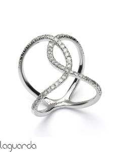 Anillo de oro blanco 18 quilates con diamantes naturales 