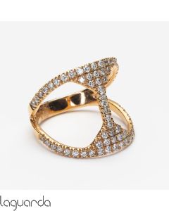 Anillo de oro rosa 18 quilates con diamantes naturales 
