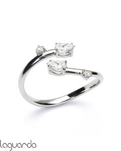 Anillo de oro blanco 18 quilates con diamantes naturales 