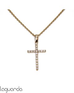 Colgante cruz oro amarillo con diamantes
