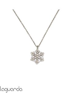 Colgante oro blanco de 18 quilates con diamantes naturales y cadena