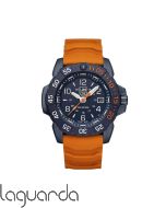3253.CB.NSF.SET Luminox Navy Seal Foundation Steel 3250 Time Date Series 45 m/m. Correa naranja