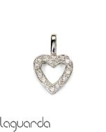 Colgante corazón de oro blanco de 18 quilates con diamantes naturales