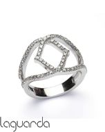 Anillo de oro blanco 18 quilates con diamantes naturales 