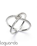 Anillo de oro blanco 18 quilates con diamantes naturales 