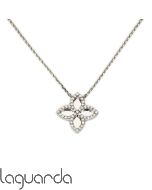 Colgante oro blanco de 18 quilates con diamantes naturales  y cadena