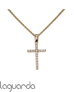 Colgante cruz oro amarillo con diamantes